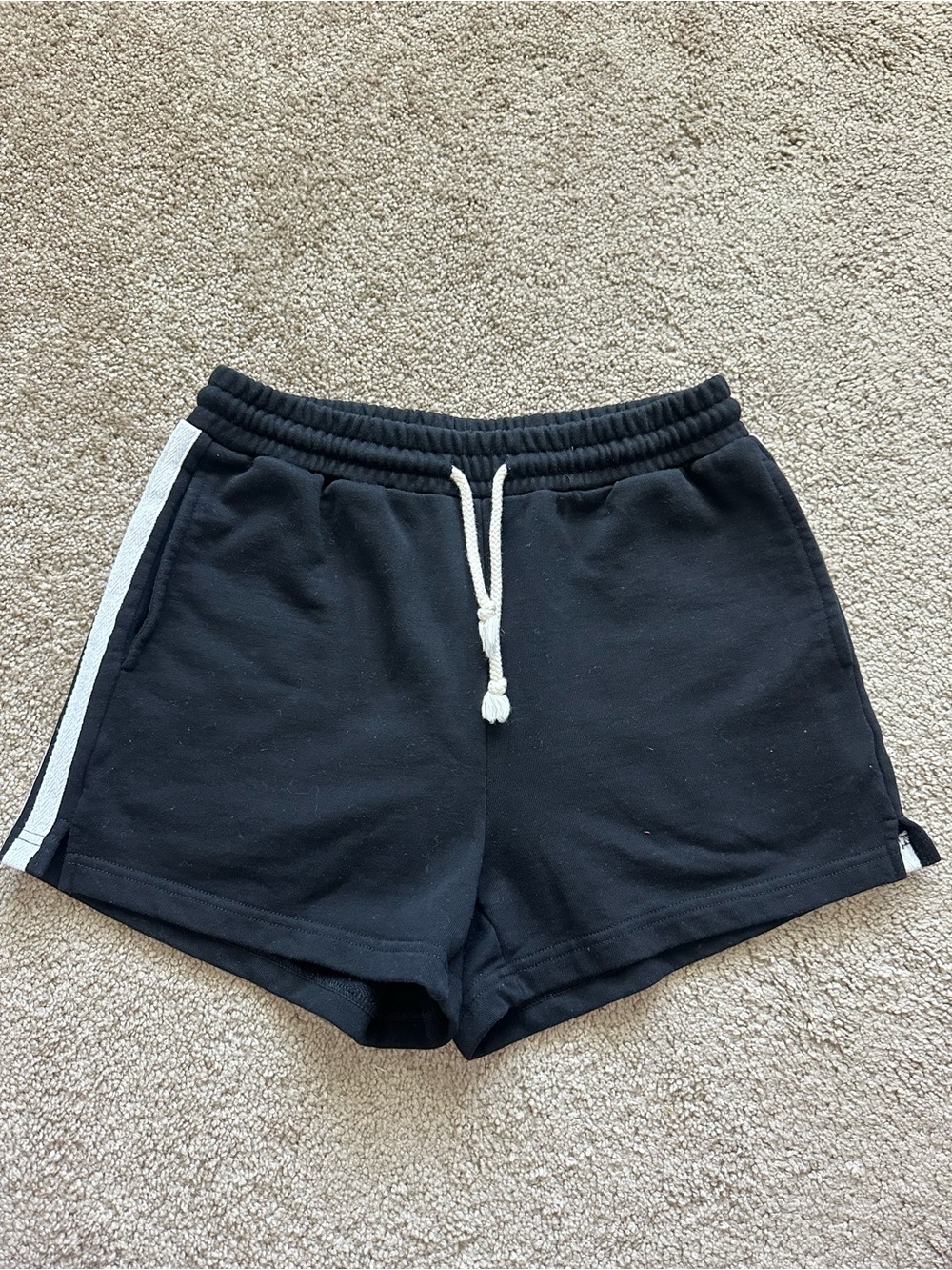 Apres June Women's Black Athletic Shorts with White Drawcord and Side Stripe